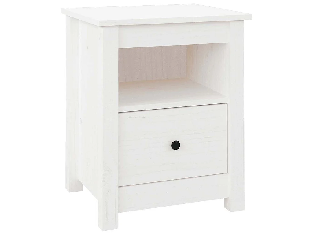 Table de chevet Blanc 40x35x49 cm Bois de pin massif