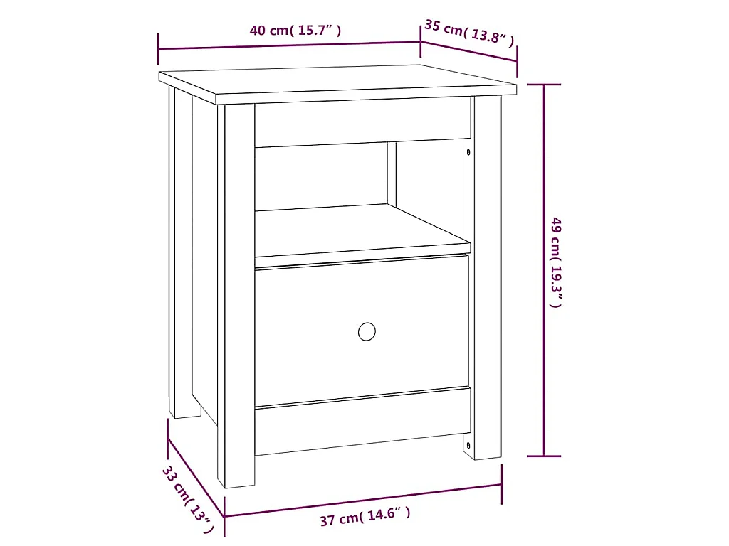 Table de chevet Blanc 40x35x49 cm Bois de pin massif