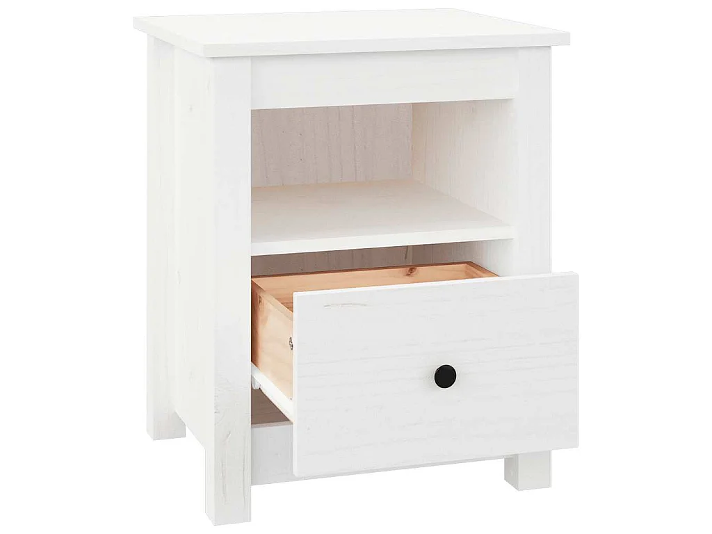 Table de chevet Blanc 40x35x49 cm Bois de pin massif