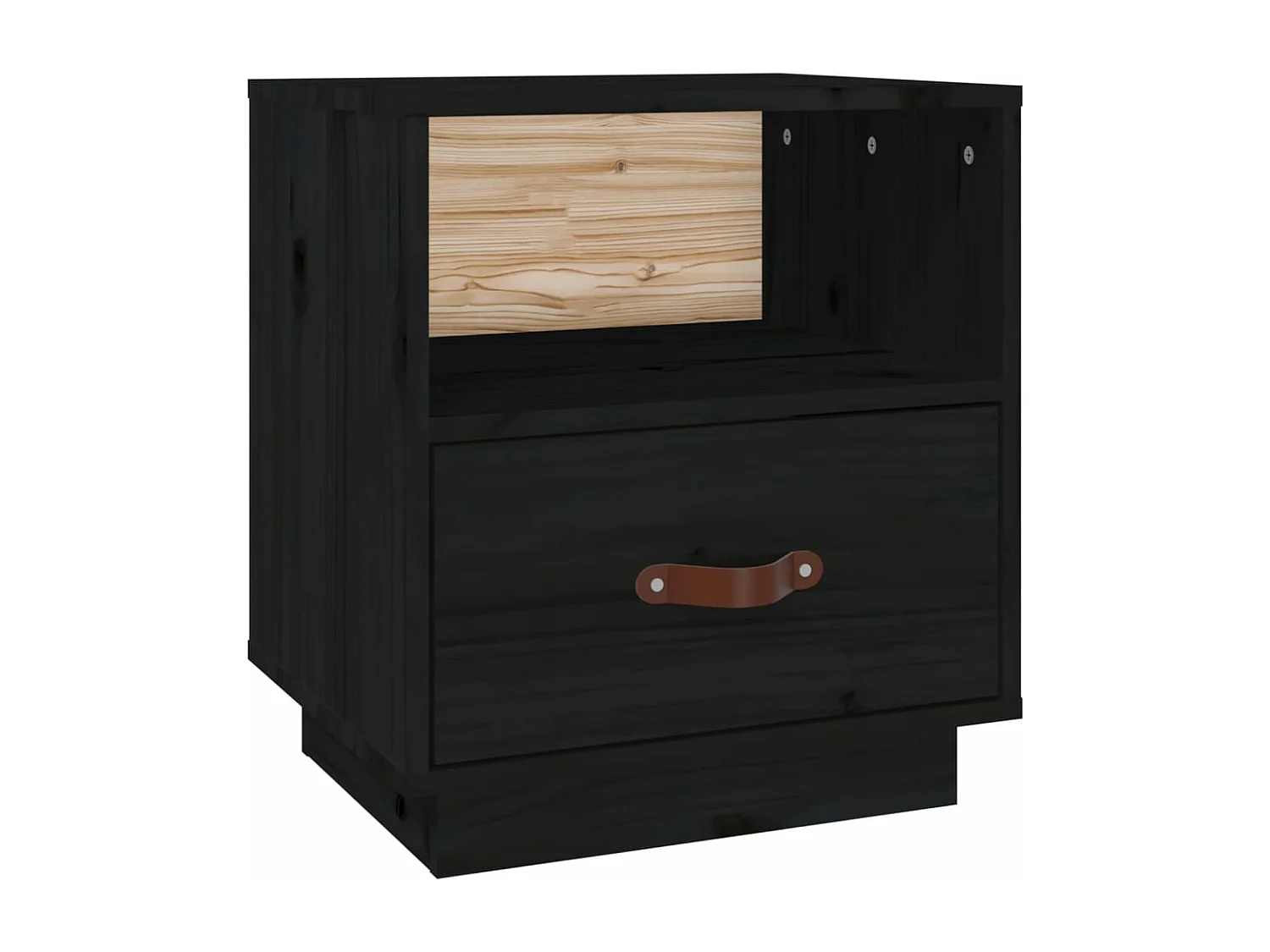 Table de chevet Noir 40x34x45 cm Bois de pin massif