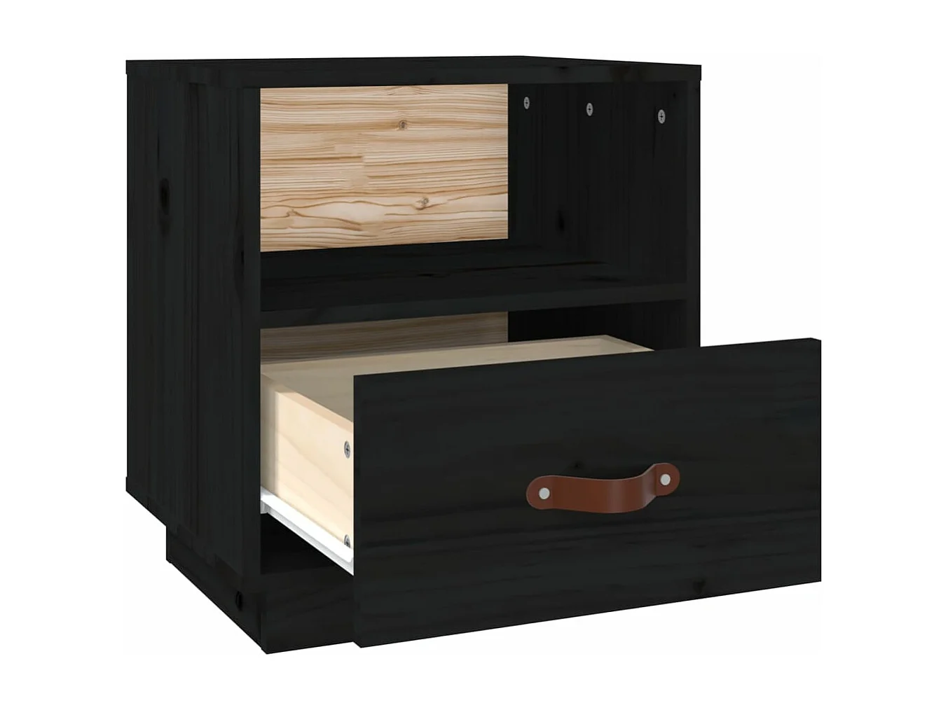 Table de chevet Noir 40x34x45 cm Bois de pin massif