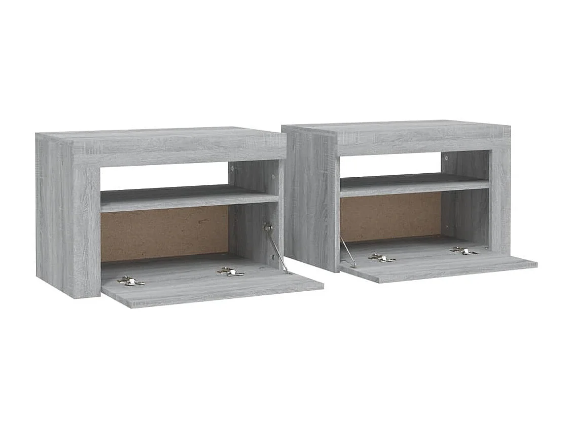 Mesas de cabeceira com LEDs 2 pcs 60x35x40 cm sonoma cinza