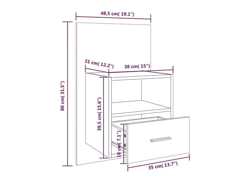 Wand-Nachttische 2 Stk. Grau Sonoma