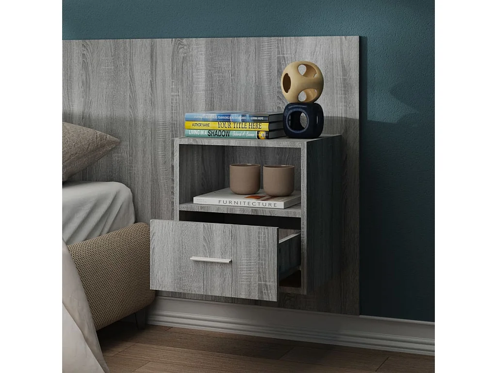 Wand-Nachttische 2 Stk. Grau Sonoma