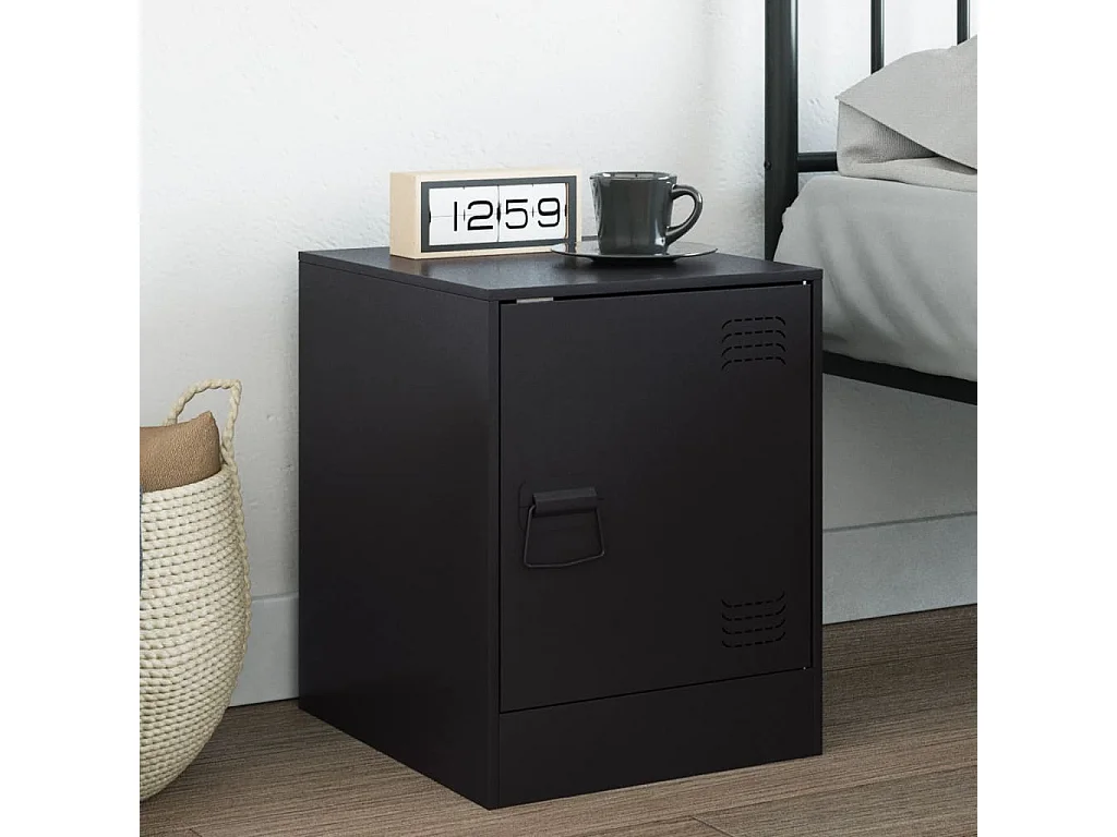 Comodino Nero 34,5x39x44 cm in Acciaio