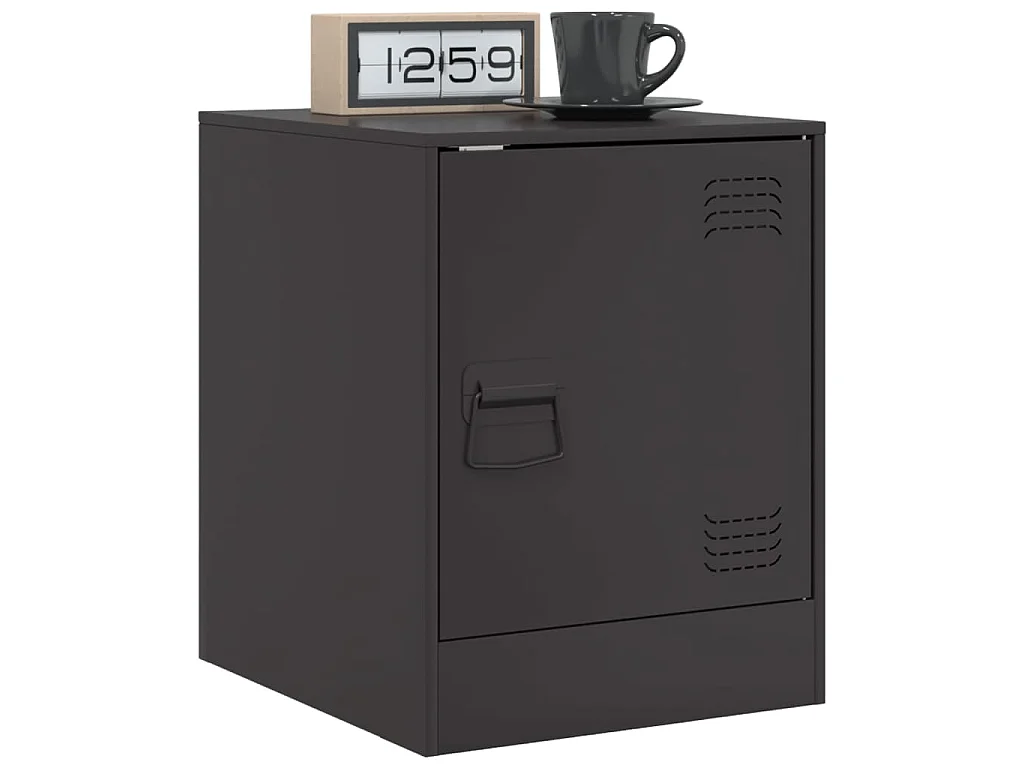Comodino Nero 34,5x39x44 cm in Acciaio