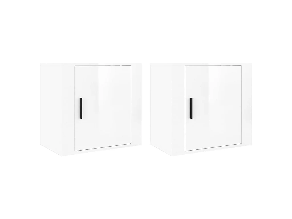 Tables de chevet murales 2 pcs Blanc brillant 50x30x47 cm