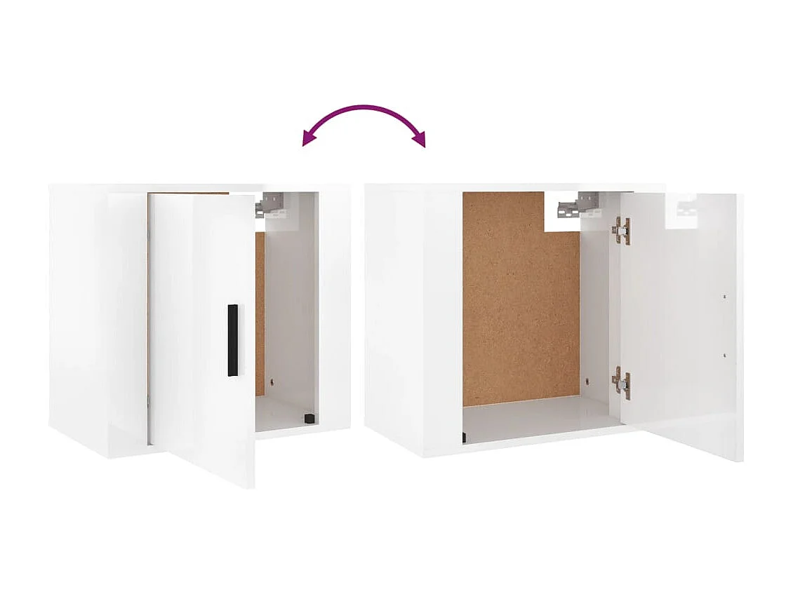 Tables de chevet murales 2 pcs Blanc brillant 50x30x47 cm