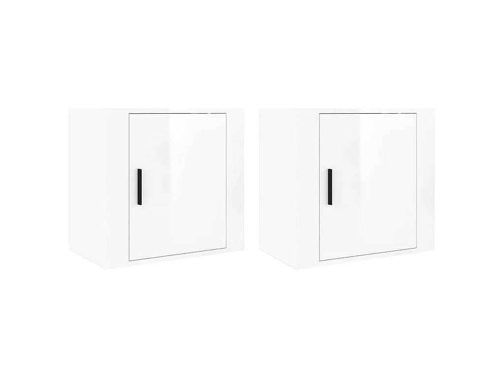 Tables de chevet murales 2 pcs Blanc brillant 50x30x47 cm