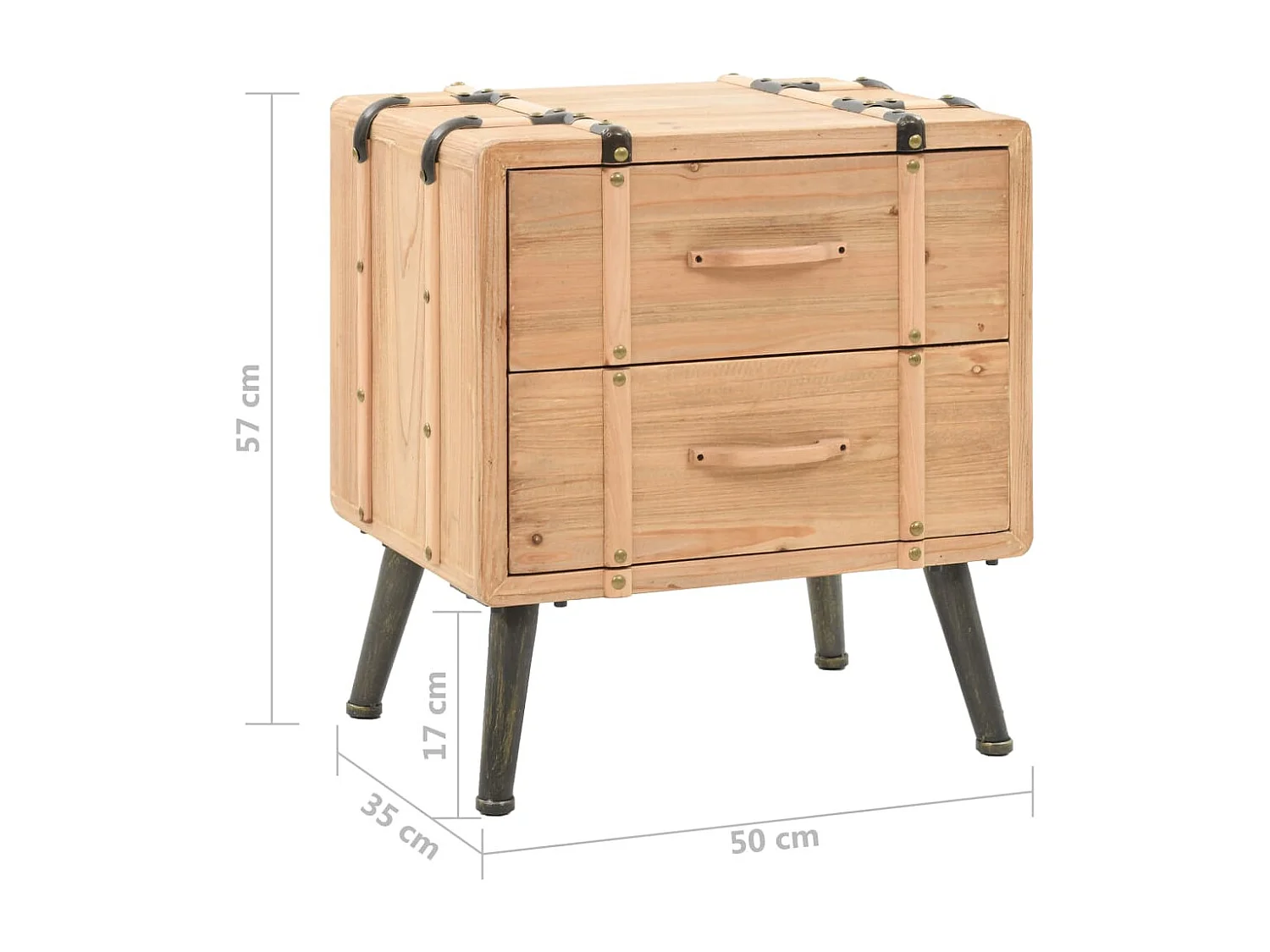 Nachttisch Massivholz Tanne 50x35x57 cm