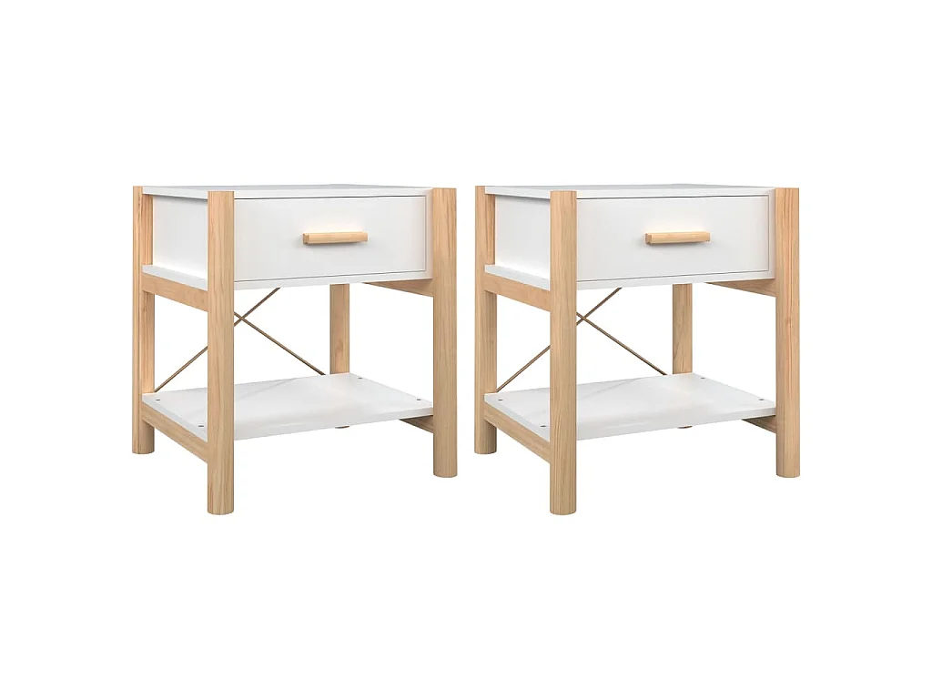 Nachtkastjes 2 st 42x38x45 cm bewerkt hout wit