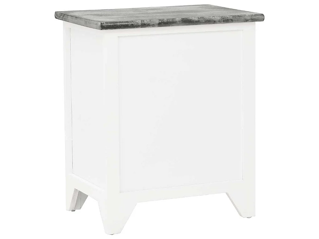 Table de chevet Gris et blanc 38x28x45 cm Bois de Paulownia