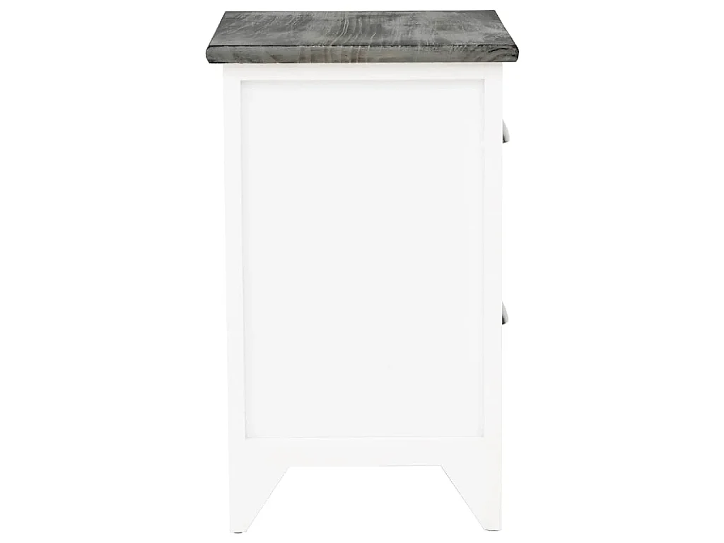 Table de chevet Gris et blanc 38x28x45 cm Bois de Paulownia