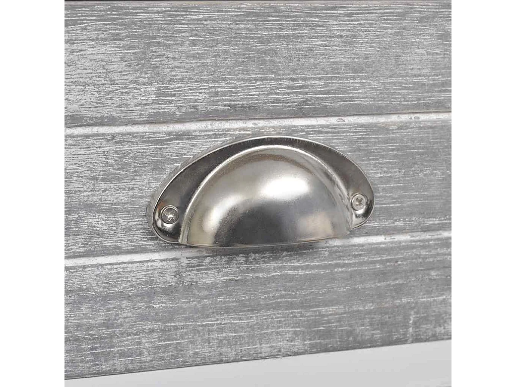 Table de chevet Gris et blanc 38x28x45 cm Bois de Paulownia