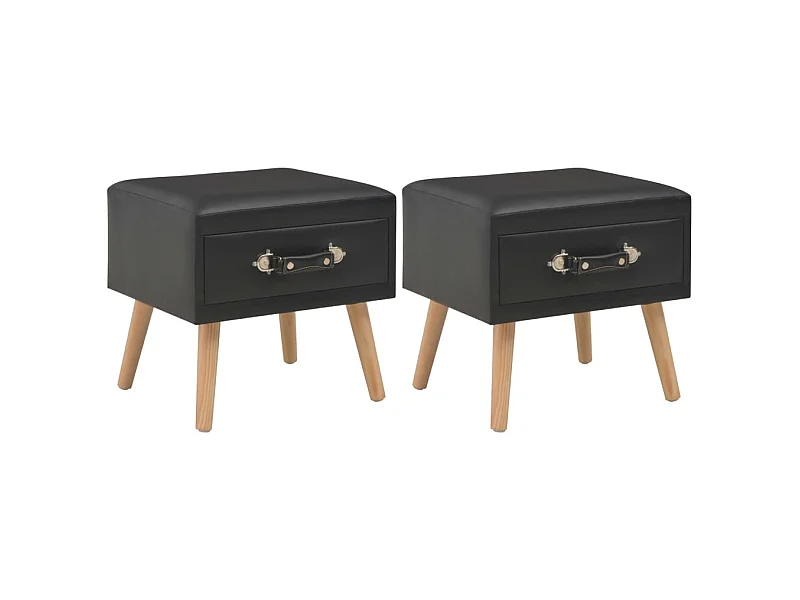 Tables de chevet 2 pcs Noir 40x35x40 cm Similicuir