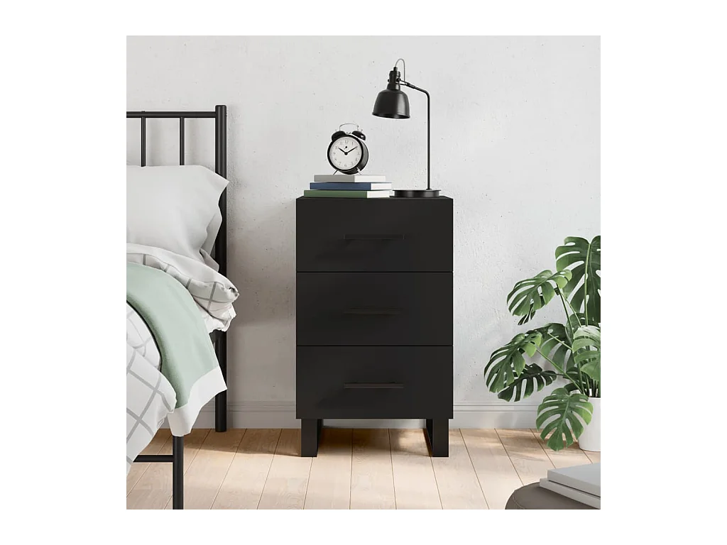 Comodino Nero 40x40x66 cm in Legno Multistrato