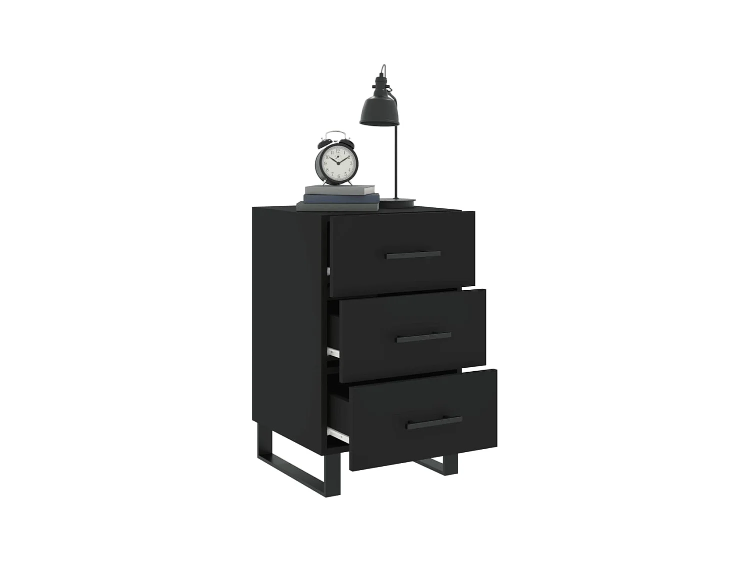 Comodino Nero 40x40x66 cm in Legno Multistrato