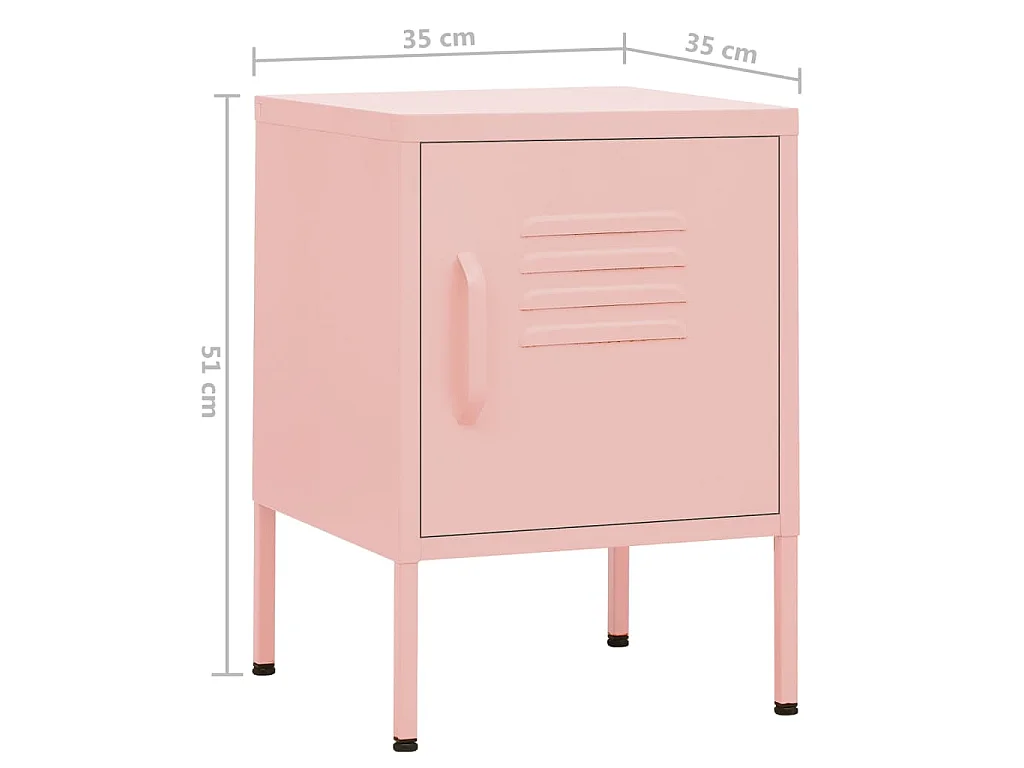 Nachttisch Rosa 35x35x51 cm Stahl