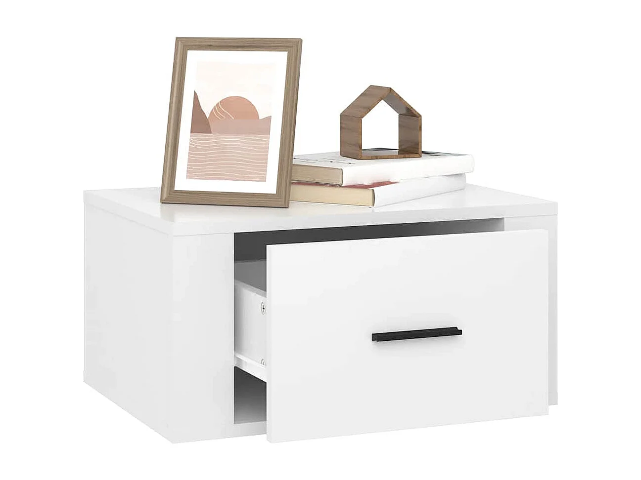 Comodino a Muro Bianco Lucido 50x36x25 cm