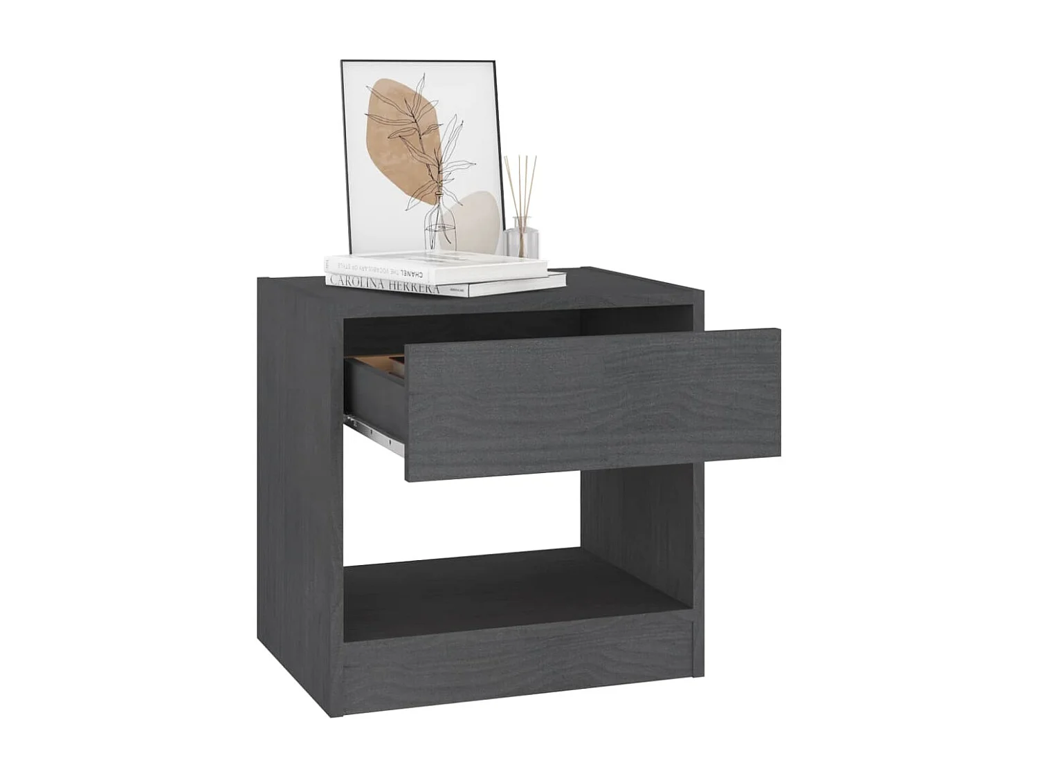 Comodini 2 pz Grigi 40x31x40 cm in Legno Massello di Pino