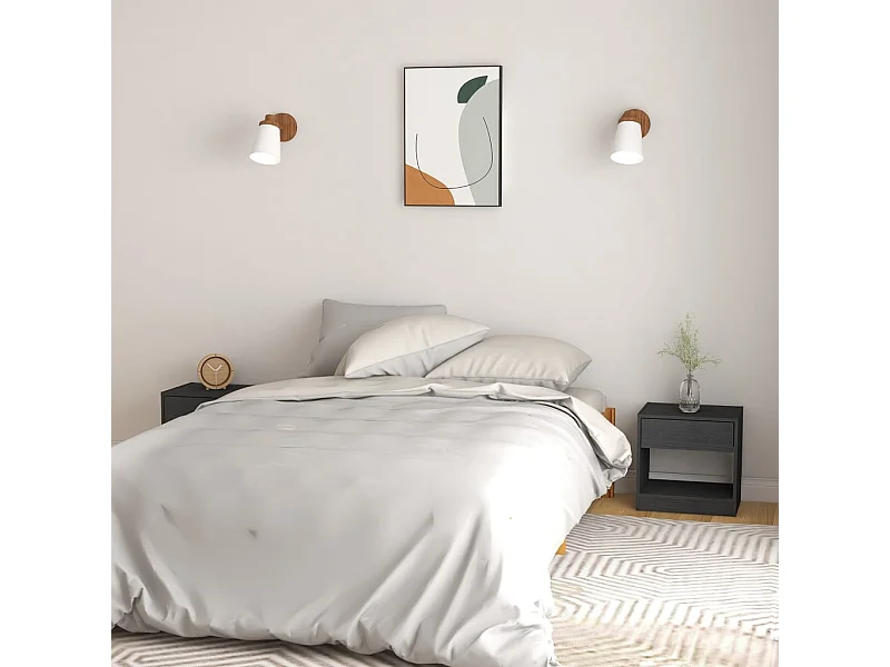 Nachtkastjes 2 st 40x31x40 cm massief grenenhout grijs