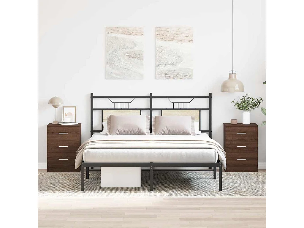 Nachttische 2 Stk. Braun Eichen-Optik 38x35x56 cm Holzwerkstoff