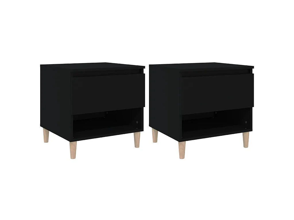 Nachttische 2 Stk. Schwarz 50x46x50 cm Holzwerkstoff