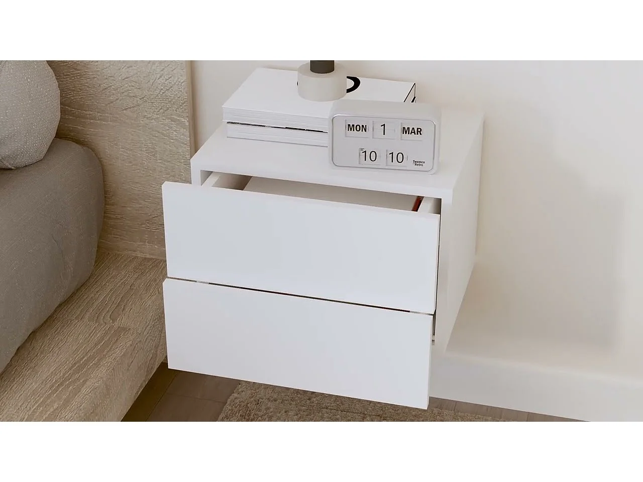 Tables de chevet 2 pcs Blanc 40x30x30 cm Bois d'ingénierie