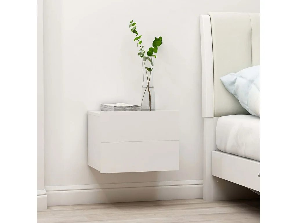 Mesitas de noche 2 uds madera contrachapada blanco 40x30x30 cm