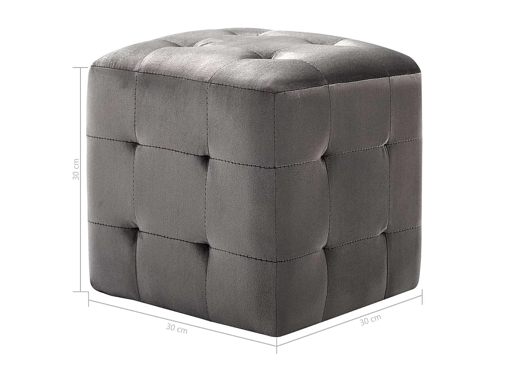 Nachtkastjes 2 st 30x30x30 cm fluweel grijs