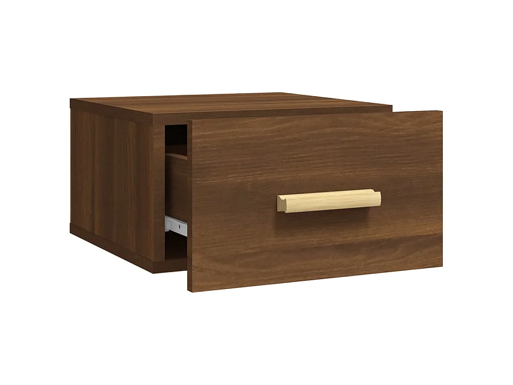 Table de chevet murale chêne marron 35x35x20 cm