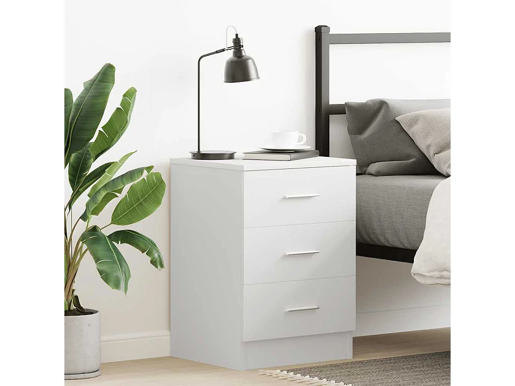 Mesita de noche madera contrachapada blanco 38x35x56 cm