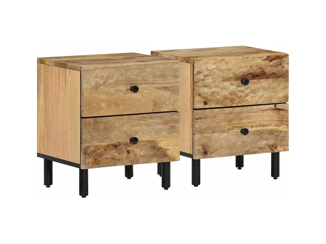 Comodini 2pz 40x33x46 cm in Legno Massello di Mango