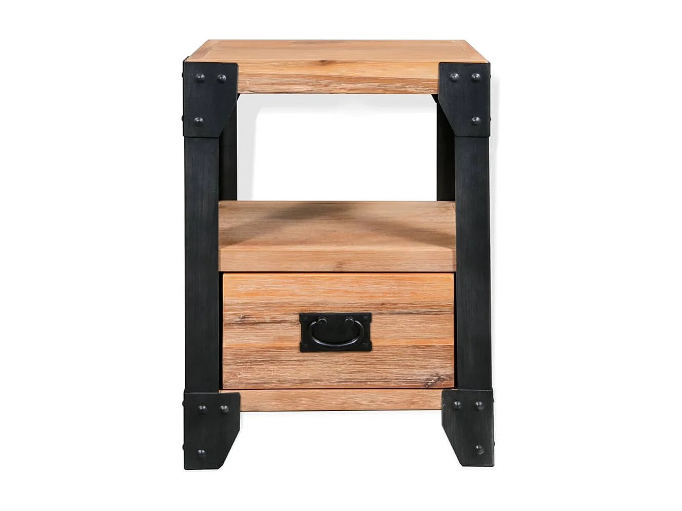 Nachttisch Akazienholz Massiv Stahl 40 x 30 x 54 cm