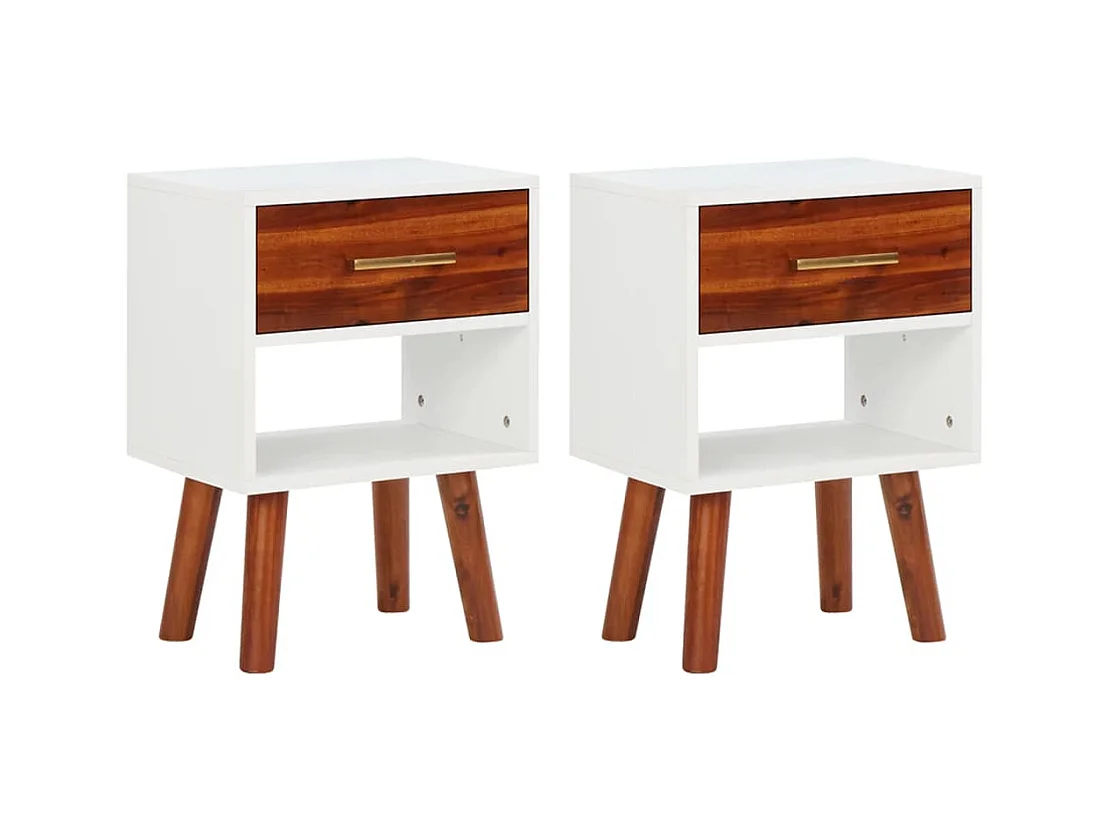 Tables de chevet 2 pcs Bois d'acacia massif 40x30x57 cm
