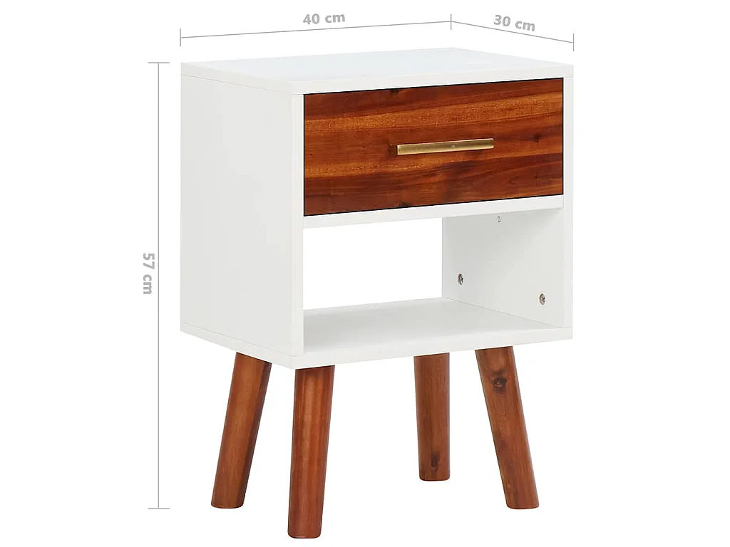 Nachttisch 2 Stk. Akazienholz Massiv 40x30x57 cm