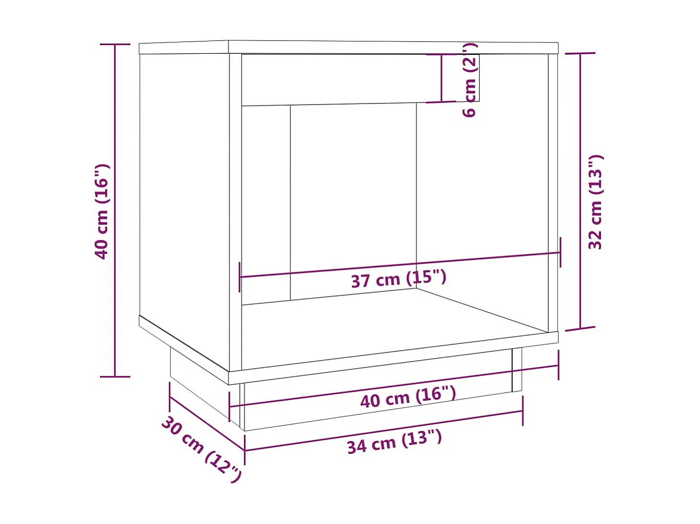 Mesitas de noche 2 uds madera maciza de pino blanco 40x30x40 cm