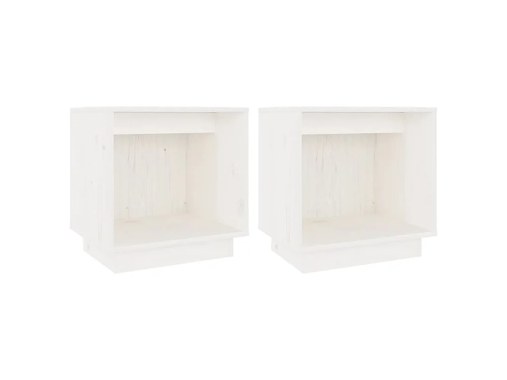 Mesitas de noche 2 uds madera maciza de pino blanco 40x30x40 cm