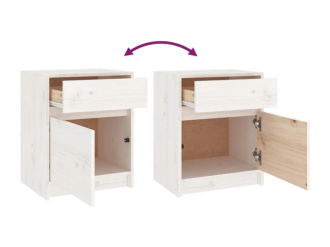 Mesitas de noche 2 uds madera maciza pino blanco 40x31x50 cm
