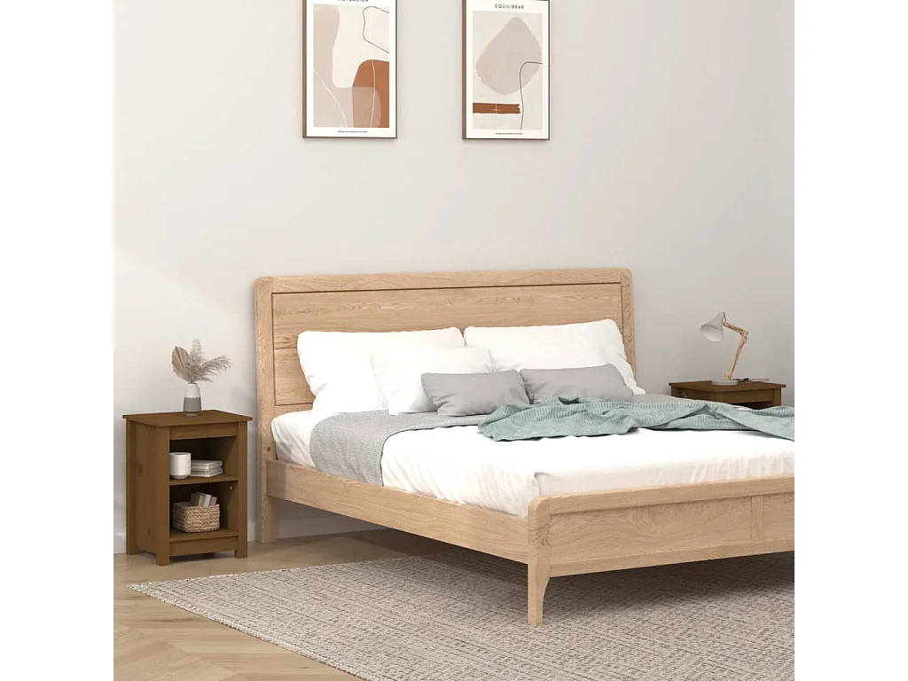 Nachtkastjes 2 st 40x35x55 cm massief grenenhout honingbruin