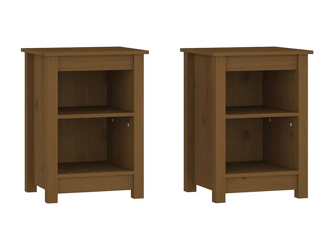 Nachtkastjes 2 st 40x35x55 cm massief grenenhout honingbruin