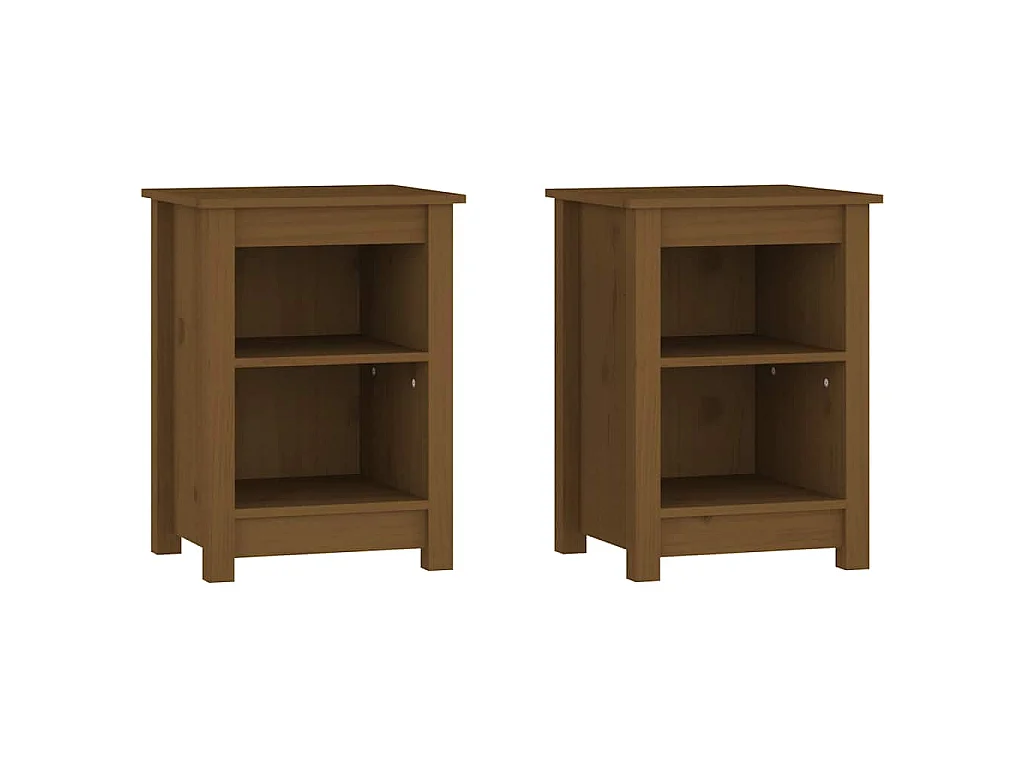Tables de chevet 2 pcs Marron miel 40x35x55 cm Bois pin massif