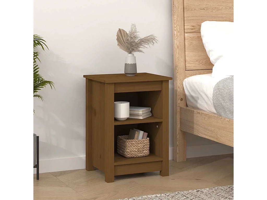 Tables de chevet 2 pcs Marron miel 40x35x55 cm Bois pin massif