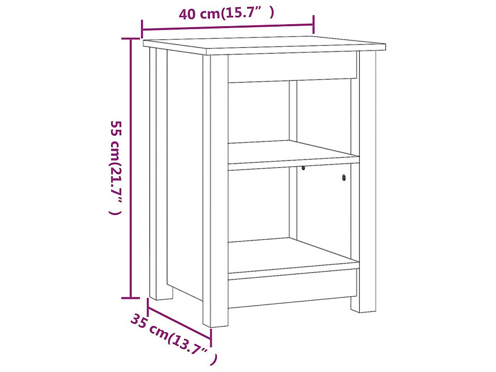 Tables de chevet 2 pcs Marron miel 40x35x55 cm Bois pin massif