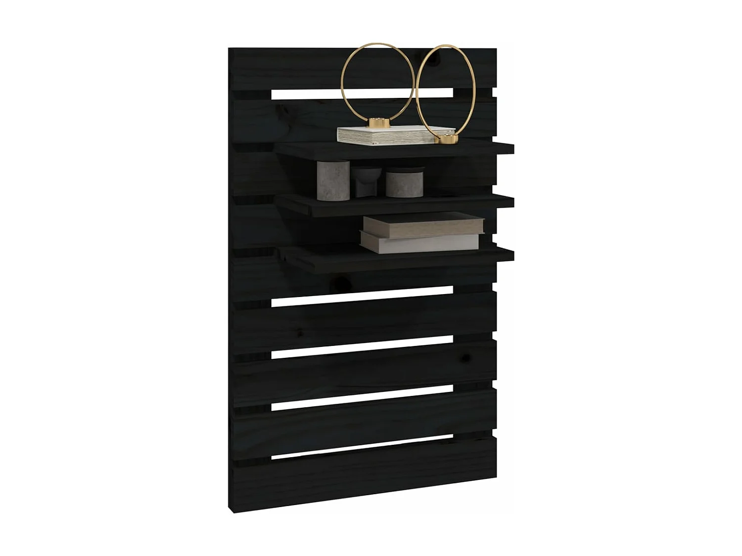 Estantes mesitas de pared 2 uds madera maciza de pino negro