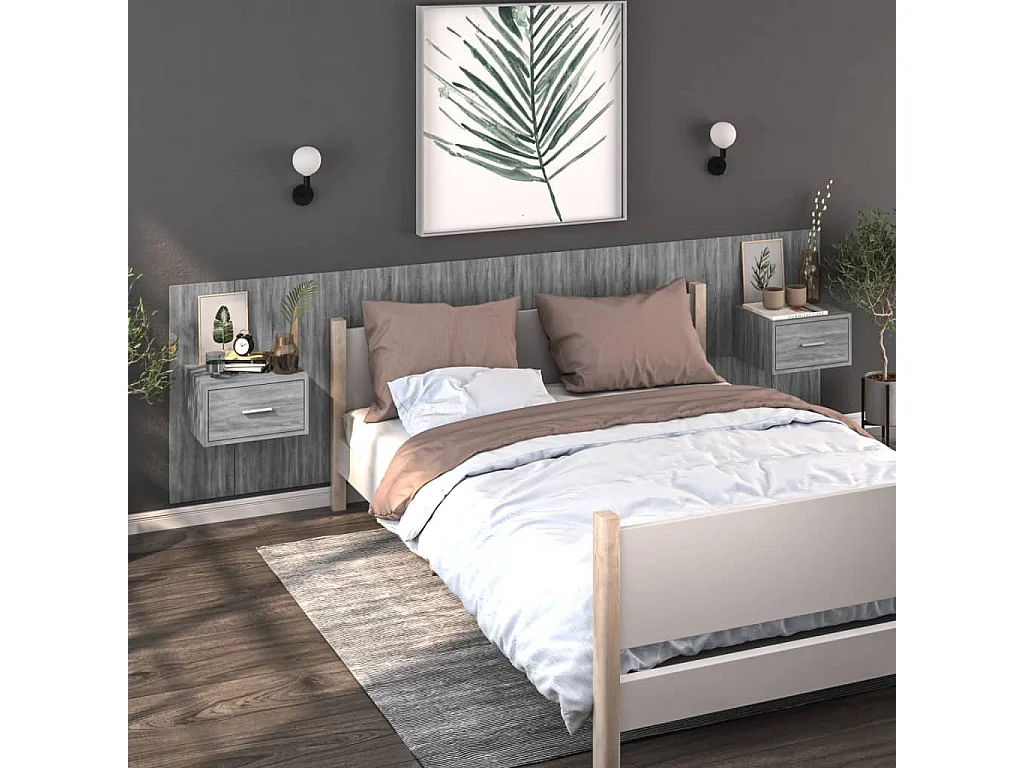 Wand-Nachttische 2 Stk. Grau Sonoma