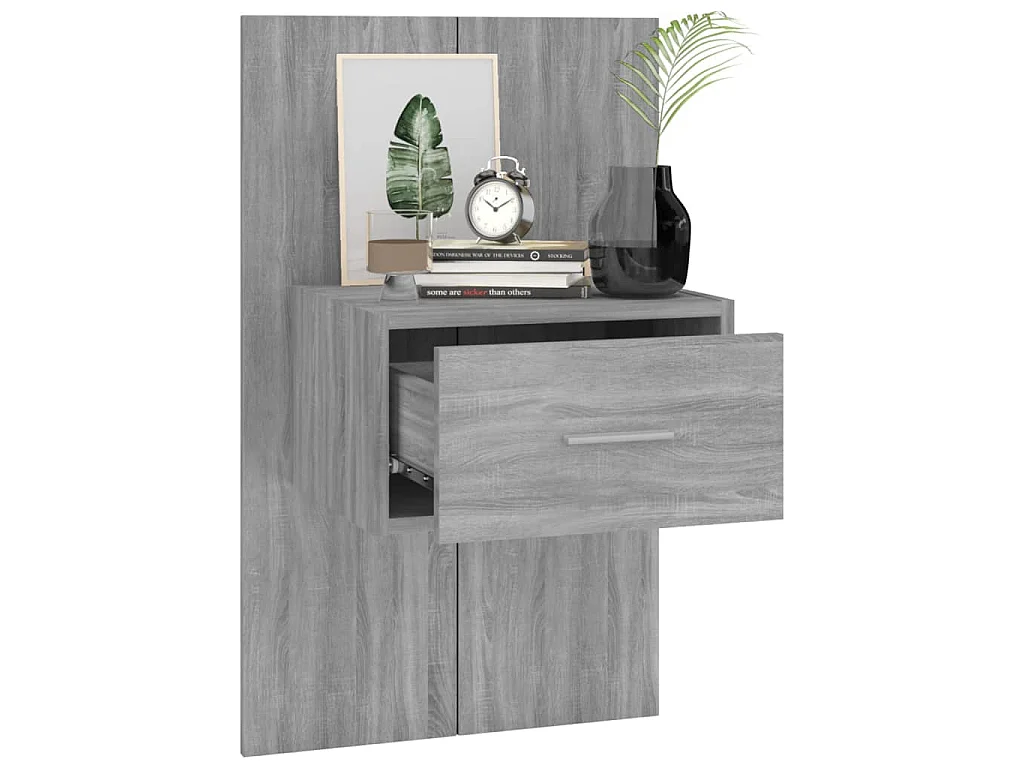 Wand-Nachttische 2 Stk. Grau Sonoma