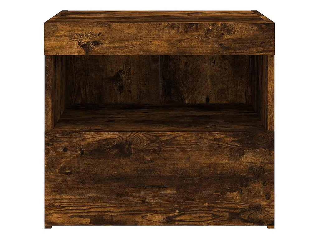 Comodino con Luci LED Rovere Fumo 50x40x45 cm