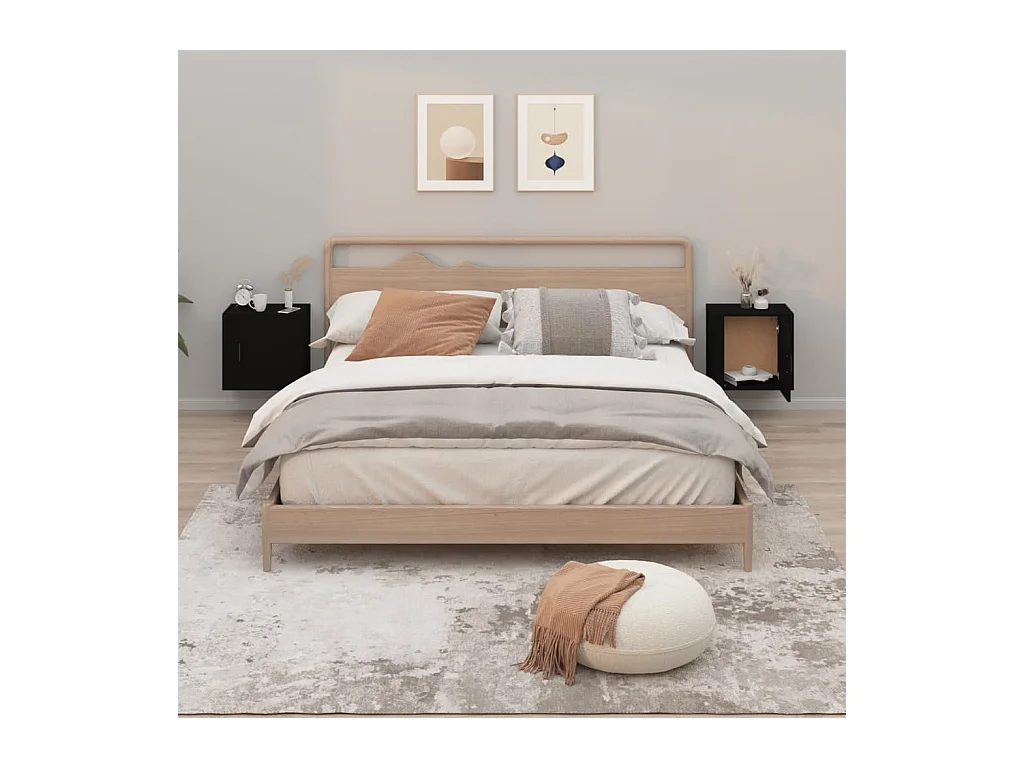 Nachtkastjes 2 st wandgemonteerd 50x30x47 cm zwart
