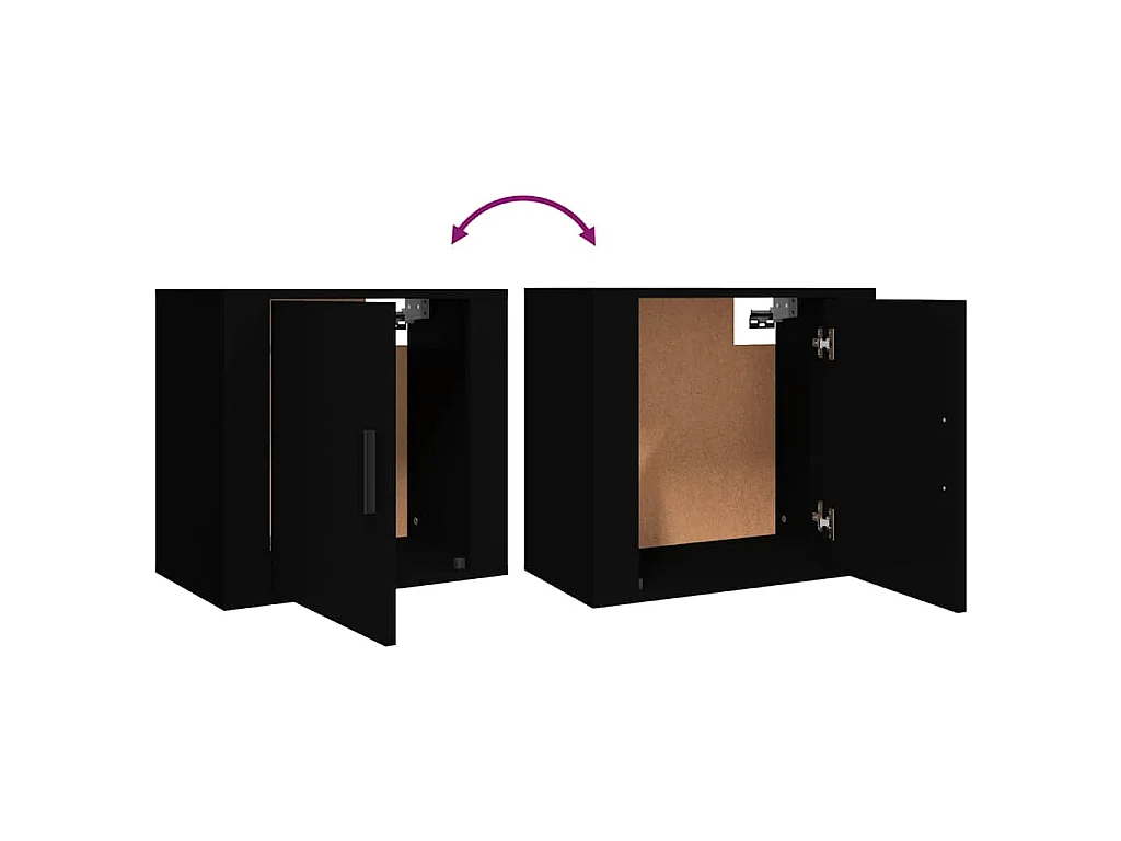 Comodini a Muro 2 pz Nero 50x30x47 cm